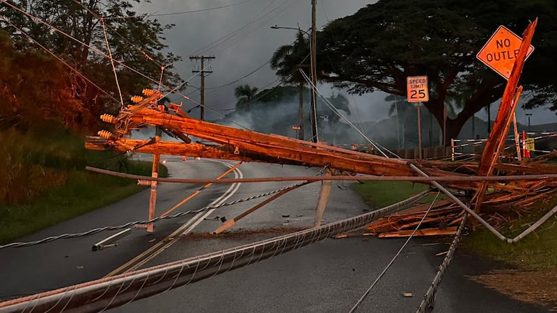 Officials said the outage was caused by a crash on Waimano Home Road that downed a utility pole.